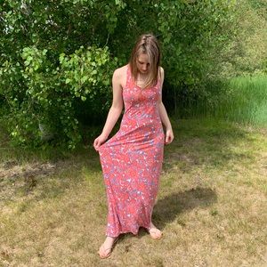 Super Soft Red Floral Maxi Dress